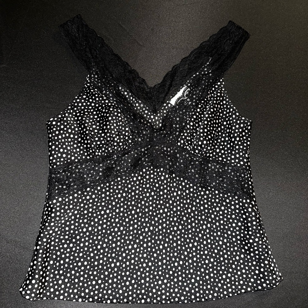 Topshop Black and White Polka Dot Lace blouse